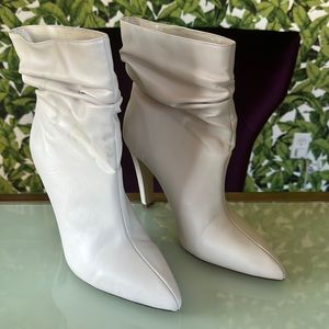 White heeled booties